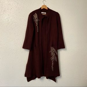 LIKE NEW Simply Couture Long Cardigan |  LARGE | Embroidered | Women’s | SWEATER